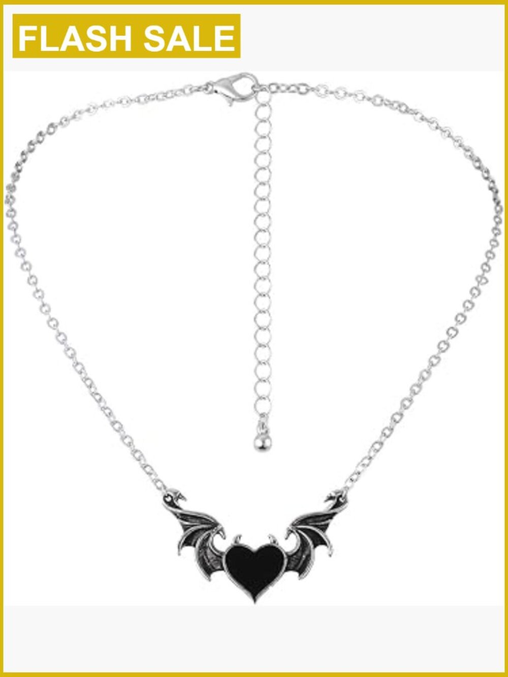 Evil Heart Bat Wing Pendant Necklace Gothic Demon Dragon Punk Jewelry